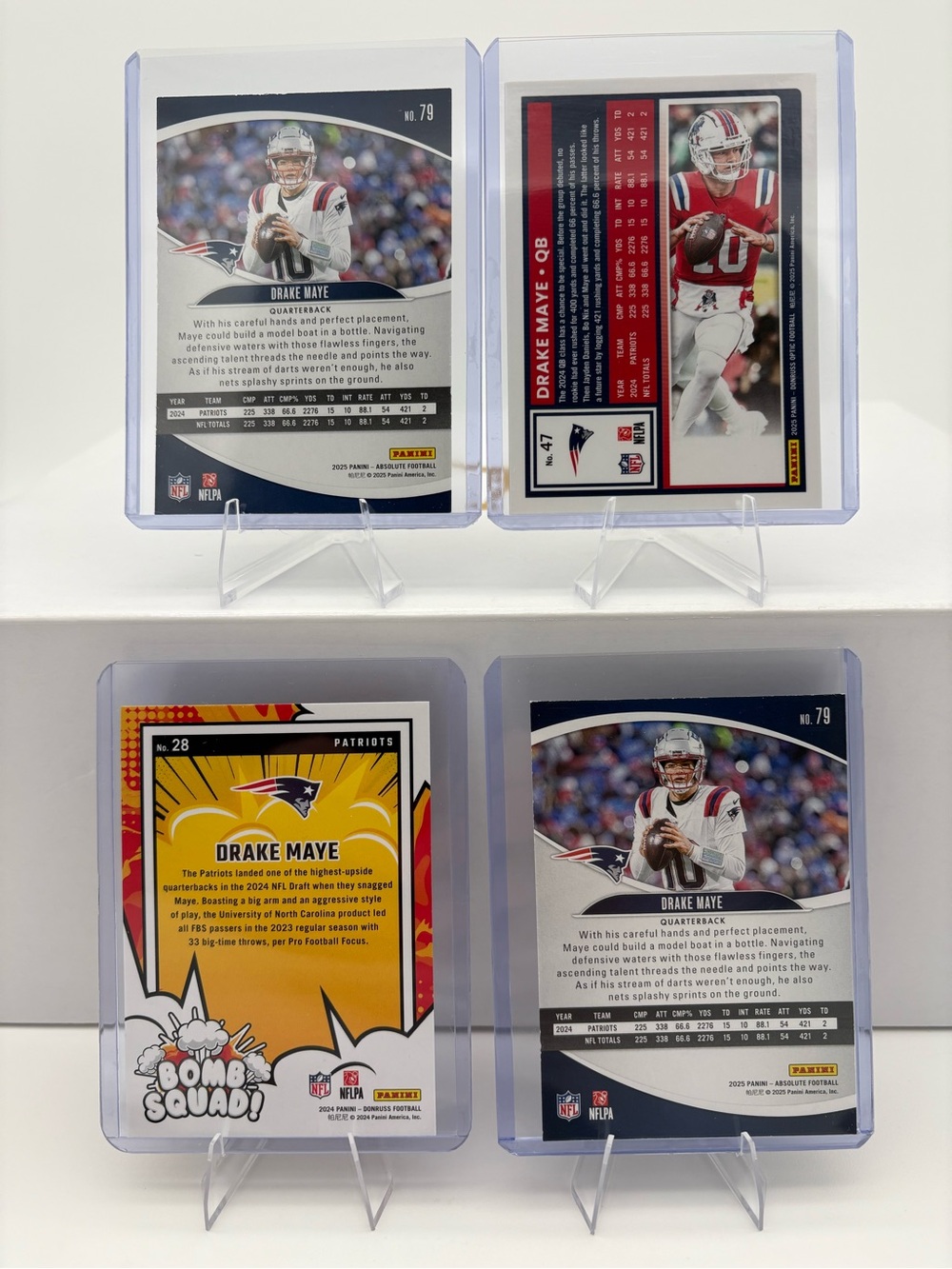 Donruss Drake Maye New England Patriots Bomb Squad / Absolute / Optic 4 Card Lot - Picture 2 of 2